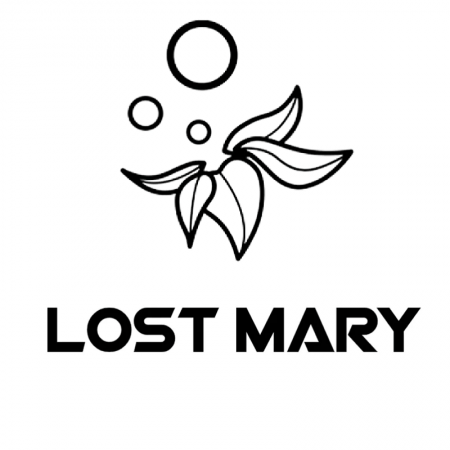 Das stylische Logo von der Vape Elfbar Lost Mary in den Farben Schwarz und Weiß. Simple Ausführung